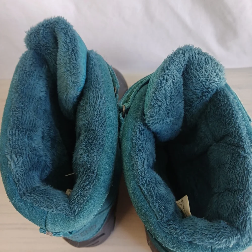 Lands End Youth Unisex Insulated Snow Boots Turquoise Gray Size 6